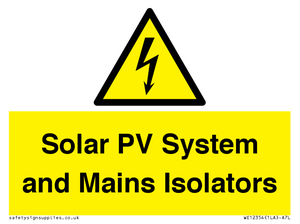 Solar PV System and Mains Isolators